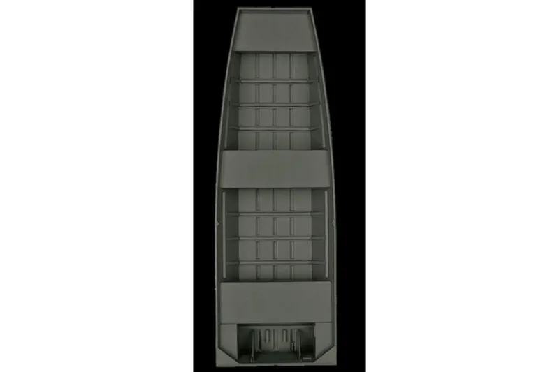 Slide: The Image of 2024 Polar Kraft 1436 Jon Boat, 14' long, top view, with trailer. - 7