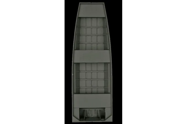 Slide: The Image of 2024 Polar Kraft 1436 Jon Boat, top view, with trailer and Yamaha 9.9 hp engine. - 6