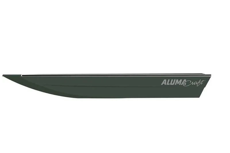Slide: The Image of 2022 Alumacraft 1032 Jon boat, side view, green color, sleek design. - 4