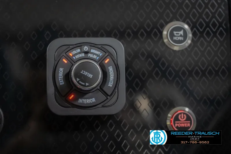 Slide: The Image of Control panel of 2026 Bennington 22 ML boat with lighting and power buttons. - 43