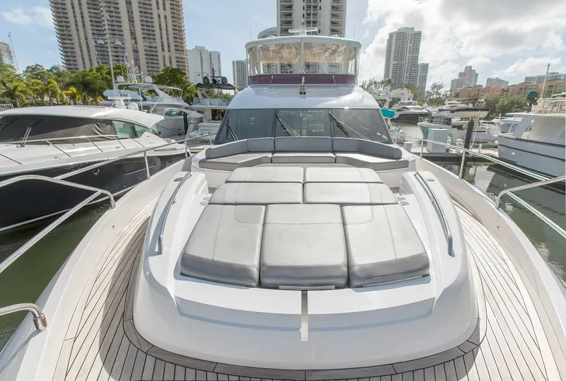 Slide: The Image of Aerial view of 2015 Princess Flybridge 68 Motor Yacht on water. - 4