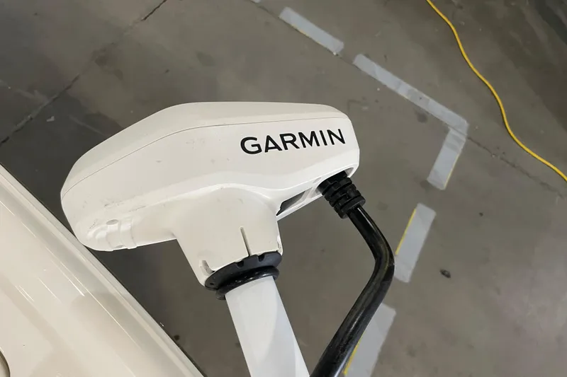 Slide: The Image of Garmin device on 2026 Key West 210 Bay Reef boat, garage setting. - 19