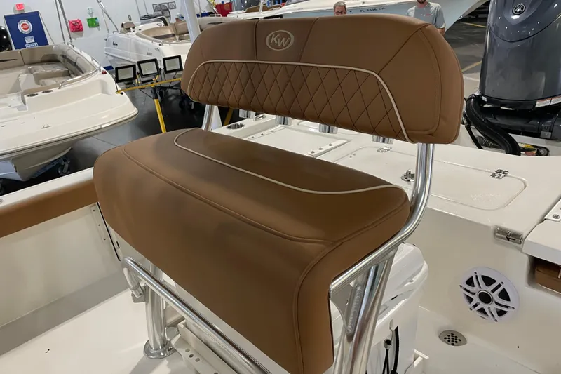 Slide: The Image of Brown leather seat on 2026 Key West 210 Bay Reef boat. - 31