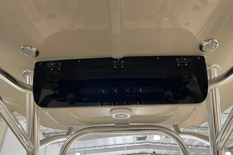 Slide: The Image of 2026 Key West 210 Bay Reef boat console with stainless steel frame and mounted electronics. - 37