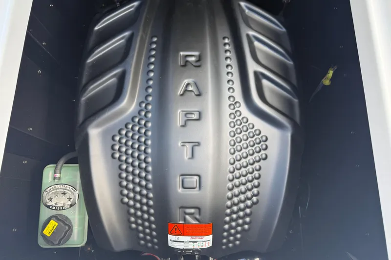 Slide: The Image of 2026 Moomba Tykon engine with Raptor branding, showcasing super-ultra-low emission technology. - 19