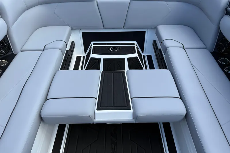 Slide: The Image of 2026 Moomba Tykon boat interior with sleek seating and modern design. - 24