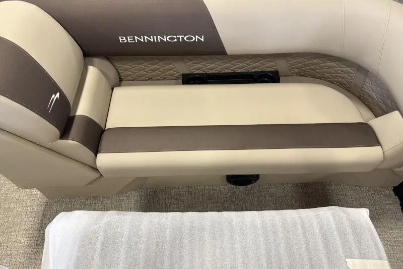 Slide: The Image of 2026 Bennington 22 SSRSE boat seat with beige and brown upholstery. - 17