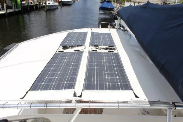 Slide: The Image of 2006 Alliaura Marine Privilege 435 EZC catamaran with solar panels on deck. - 51