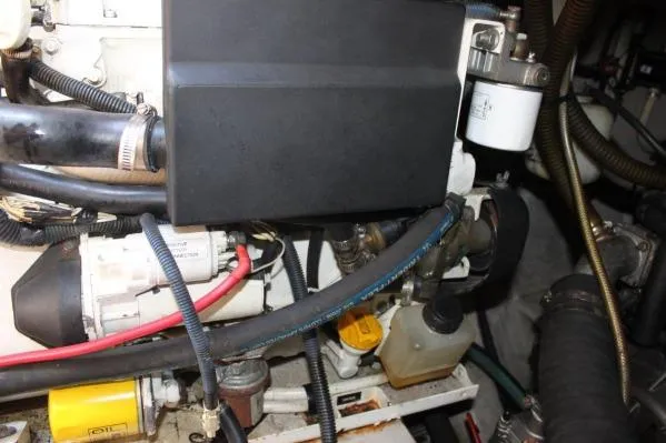 Slide: The Image of Engine compartment of 2006 Alliaura Marine Privilege 435 EZC catamaran, showcasing various components. - 67