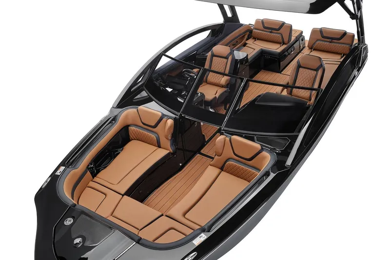 Slide: The Image of Manufacturer Provided Image: 2026 Yamaha Boats 275SD luxury interior with tan seating and sleek design. - 19