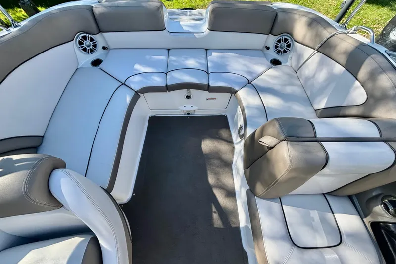 Slide: The Image of 2012 Yamaha Boats AR240 HO interior with spacious seating and modern design. - 7