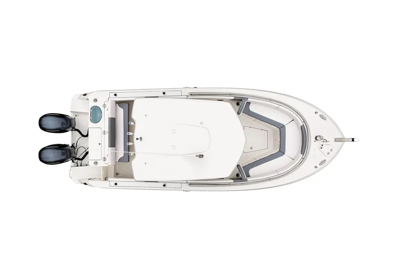 Slide: The Image of Manufacturer Provided Image: 2022 Robalo R242 Center Console boat, top view, dual outboard motors. - 6