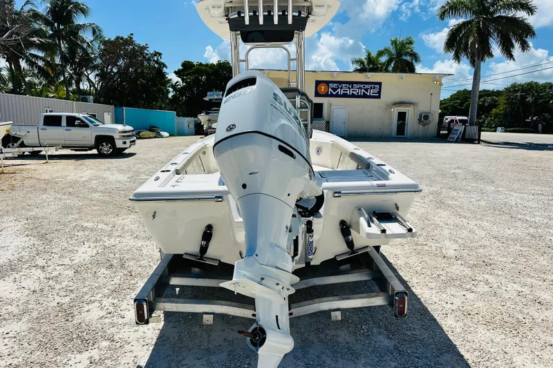 Slide: The Image of 2026 Key West 230 Bay Reef boat on trailer at Seven Sports Marine dealership. - 4