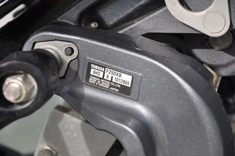 Slide: The Image of Close-up of Yamaha F250X8 engine part on 2024 Tidewater 2300 Carolina Bay boat. - 40