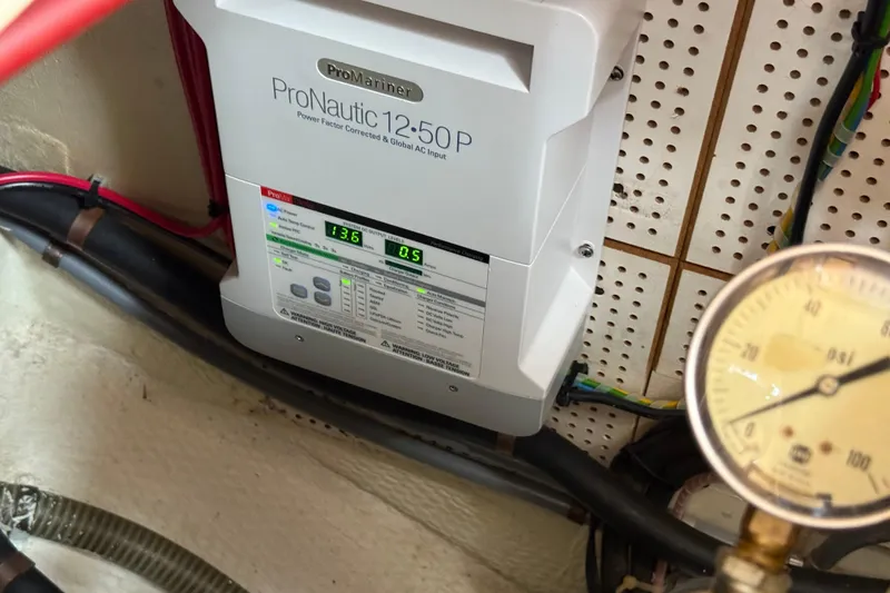 Slide: The Image of ProNautic 12-50P charger in 1989 Grand Banks 32 Sedan engine room. - 21