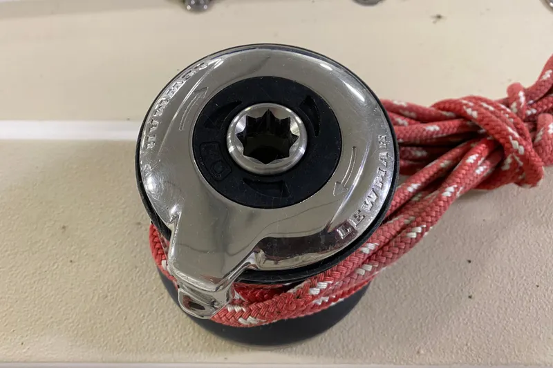 Slide: The Image of Close-up of a Lewmar winch with red rope on a 2014 J Boats J/100. - 24