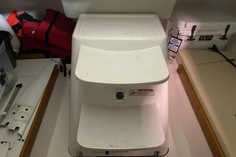 Slide: The Image of Interior of a 2014 J Boats J/100 sailboat with storage and equipment. - 39