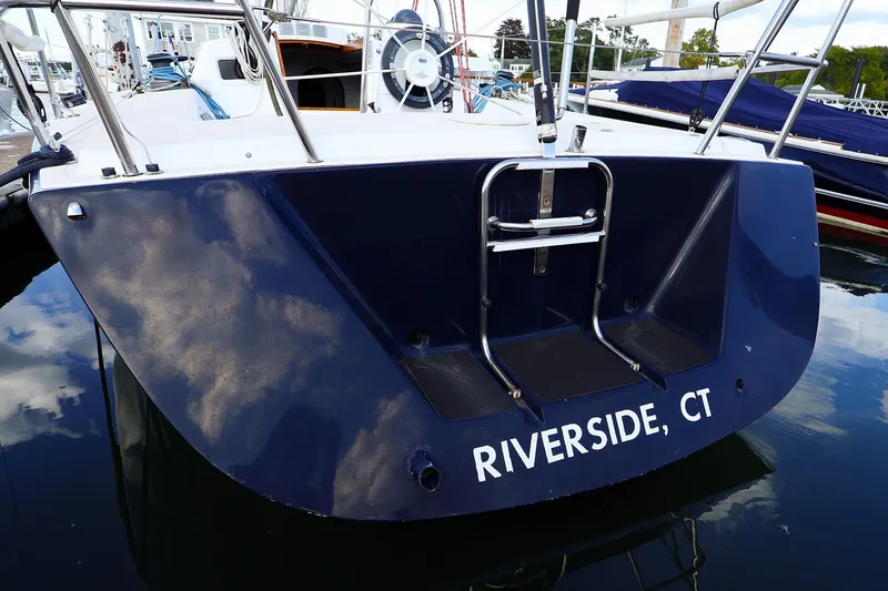 Slide: The Image of Stern view of a 2000 J Boats J/105 sailboat docked in Riverside, CT. - 3
