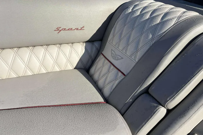 Slide: The Image of Luxurious seating in 2021 Bennington 27RX boat with diamond stitching and "Sport" embroidery. - 7