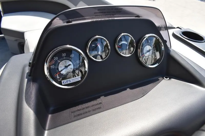 Slide: The Image of Interior seating of 2026 Lowe LS 170 boat, featuring gray cushioned seats and modern design. - 36