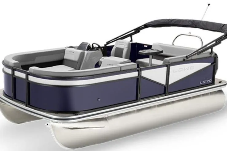 The Image of 2026 Lowe LS 170 pontoon boat with sleek design and comfortable seating. - 0