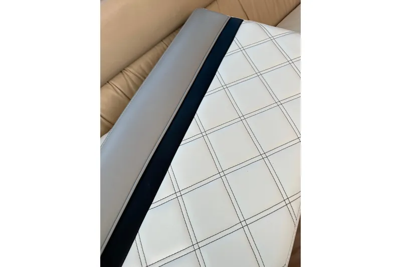 Slide: The Image of Close-up of 2002 Riviera 40 Flybridge interior upholstery with checkered pattern. - 48