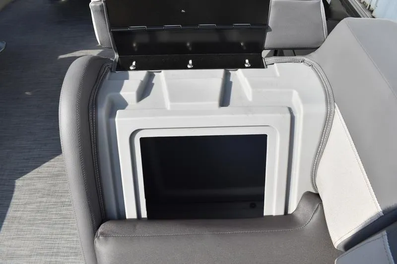 Slide: The Image of 2026 Lowe LS 170 boat seat with gray upholstery and logo detail. - 18