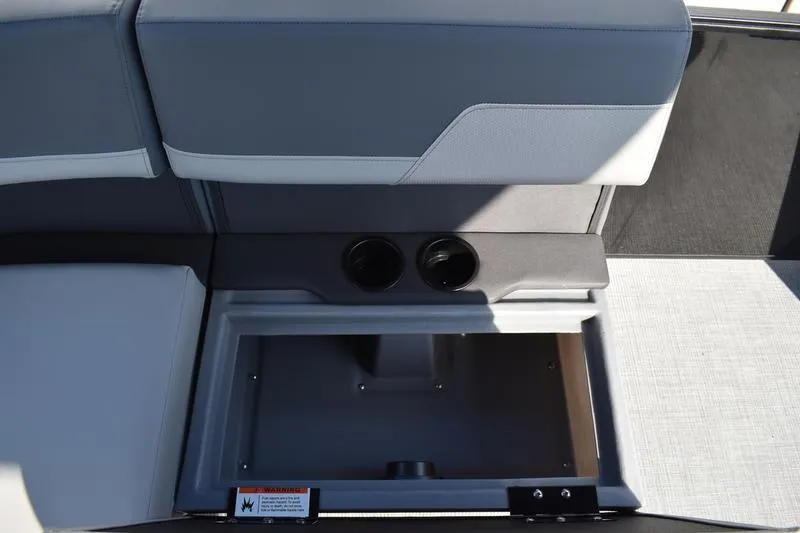 Slide: The Image of Gray seating area on a 2026 Lowe LS 170 boat, featuring modern upholstery and flooring. - 35