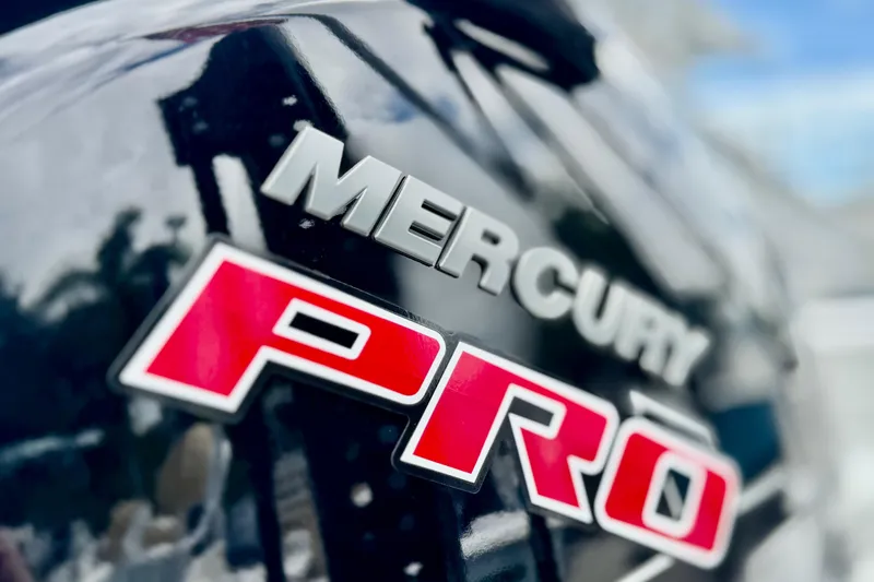 Slide: The Image of Close-up of Mercury Pro logo on Piranha B2000, 2026 model. - 8
