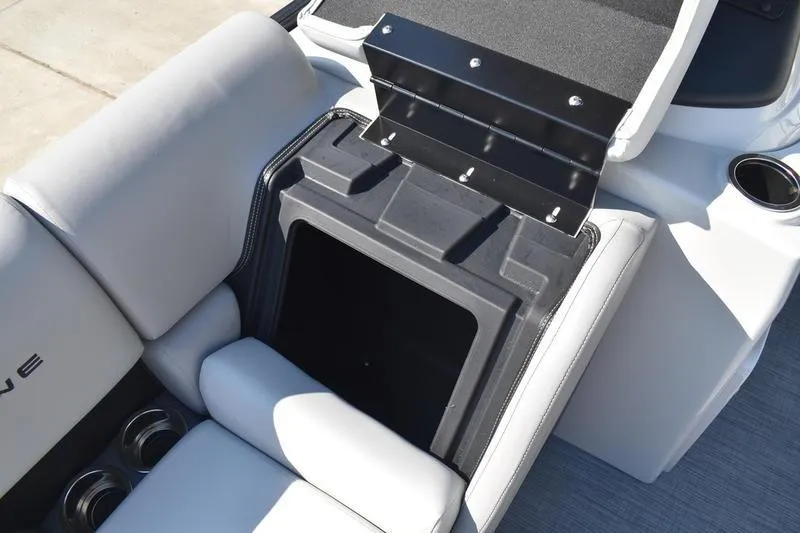 Slide: The Image of 2026 Lowe SS 230 pontoon boat interior with spacious seating and modern design. - 14