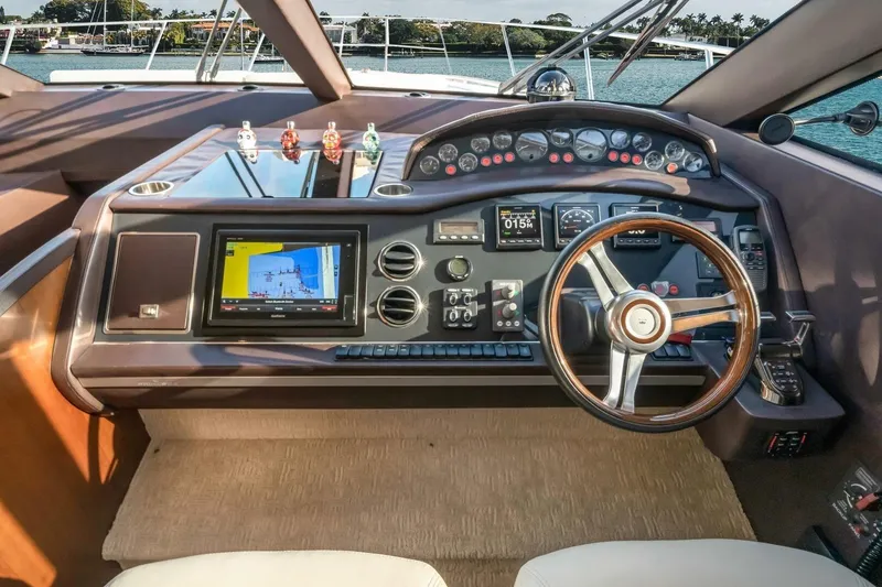 Slide: The Image of Luxurious bedroom interior of 2012 Princess 64 Flybridge Motor Yacht with modern decor. - 33