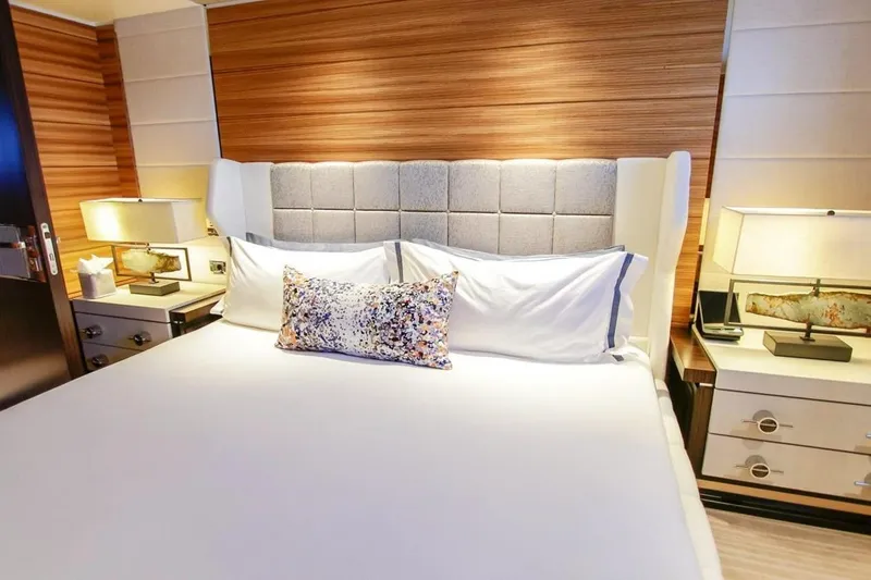 Slide: The Image of Luxurious bedroom interior of 2013 Feadship motor yacht with ocean view. - 12
