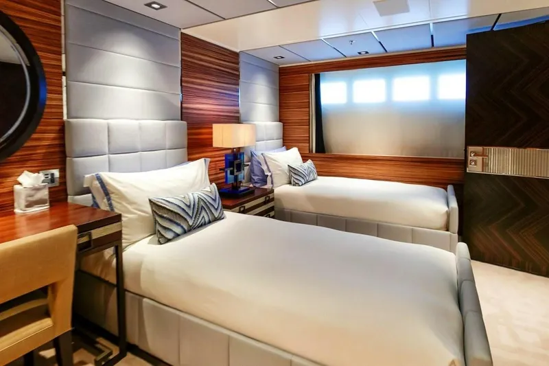 Slide: The Image of Luxurious 2013 Feadship motor yacht interior with elegant seating and ocean view. - 13