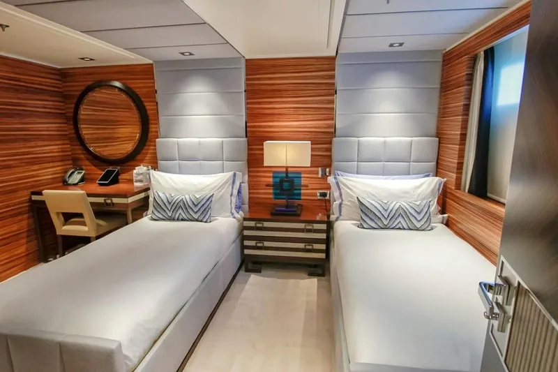 Slide: The Image of Luxurious interior of 2013 Feadship motor yacht with elegant wood finishes and modern furnishings. - 14