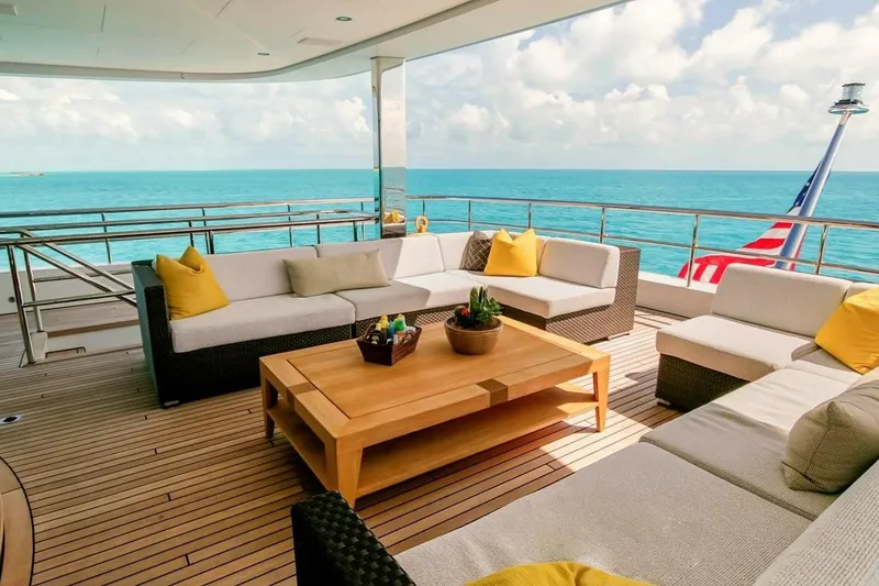 Slide: The Image of Luxurious bedroom interior on 2013 Feadship motor yacht, featuring elegant design and modern amenities. - 27