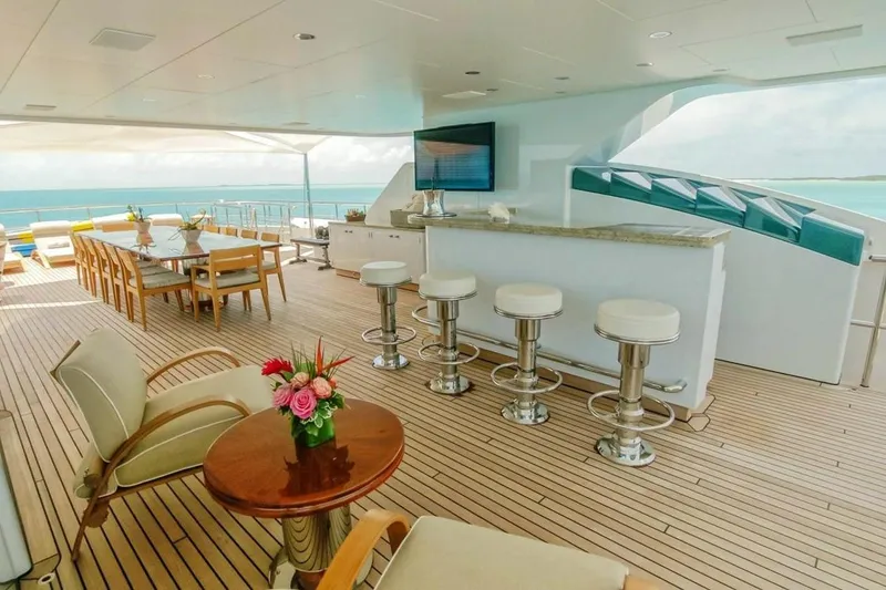 Slide: The Image of Luxurious bathroom on 2013 Feadship motor yacht with modern fixtures and elegant design. - 32