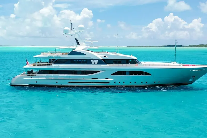 Slide: The Image of Luxurious 2013 Feadship motor yacht interior with modern helm, leather seating, and ocean view. - 43