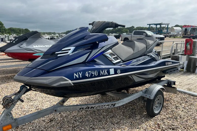 The Image of 2014 Yamaha WaveRunner FX Cruiser SVHO on trailer at marina. - 0
