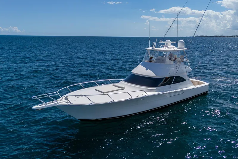 The Image of Viking yacht cruising on open sea under clear blue sky. - 0