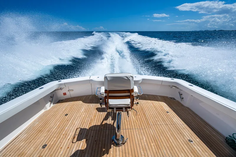 Slide: The Image of Luxury Viking boat cruising on open sea, leaving a foamy wake behind. - 24