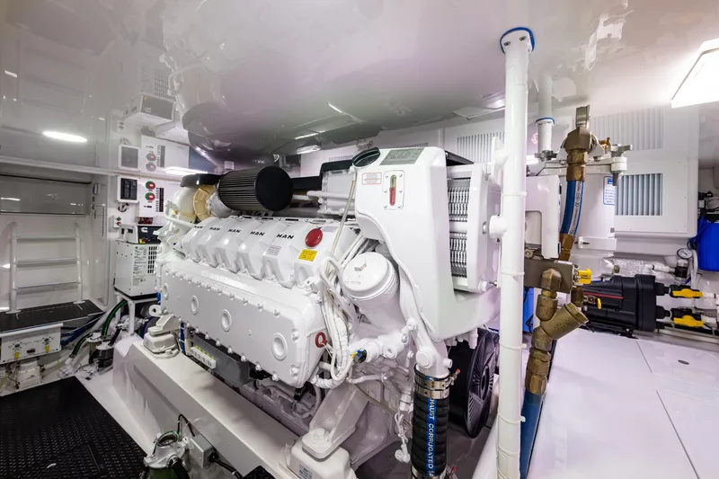 Slide: The Image of Engine room of a Viking vessel featuring a MAN engine, showcasing advanced marine engineering. - 67