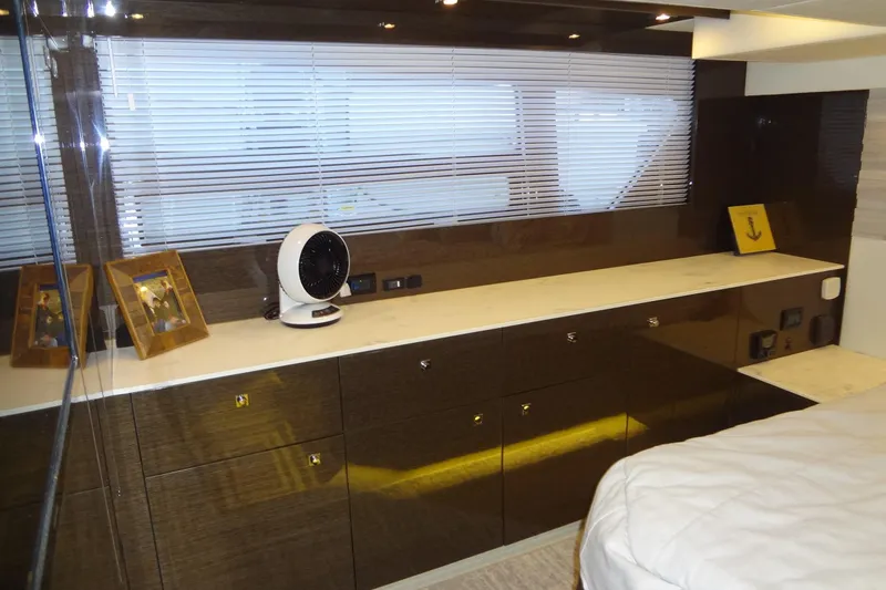 Slide: The Image of Luxurious interior of 2021 Cruisers Yachts 50 Cantius with sleek cabinetry and modern decor. - 49