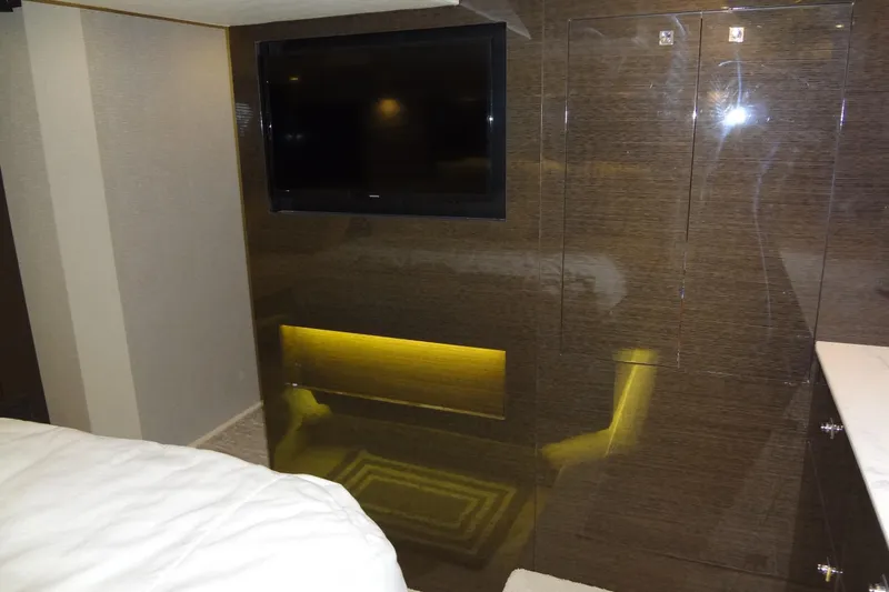 Slide: The Image of Luxurious interior of 2021 Cruisers Yachts 50 Cantius with TV and modern design. - 50