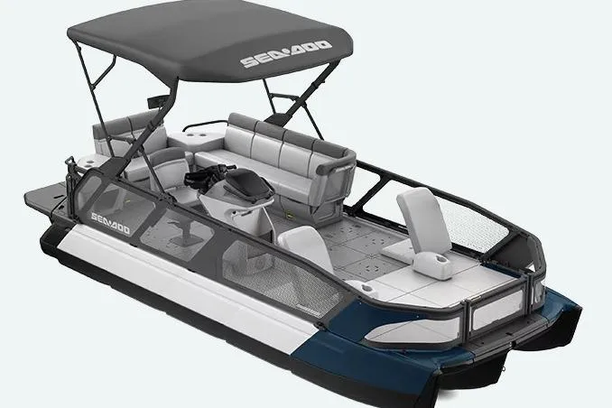 The Image of 2024 Sea-Doo Switch Sport 21 boat, 230 hp, galvanized, with canopy and seating. - 1