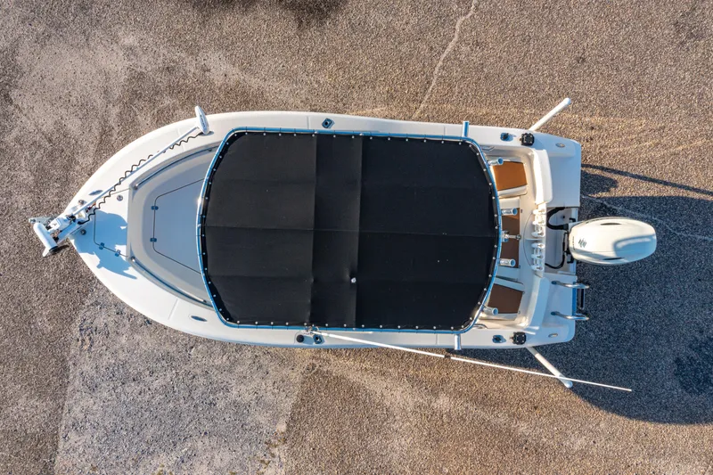 Slide: The Image of Overhead view of 2019 Bulls Bay 200 CC boat on a textured surface. - 10