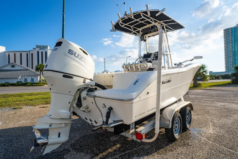 Slide: The Image of 2019 Bulls Bay 200 CC boat on trailer with Suzuki outboard motor. - 5