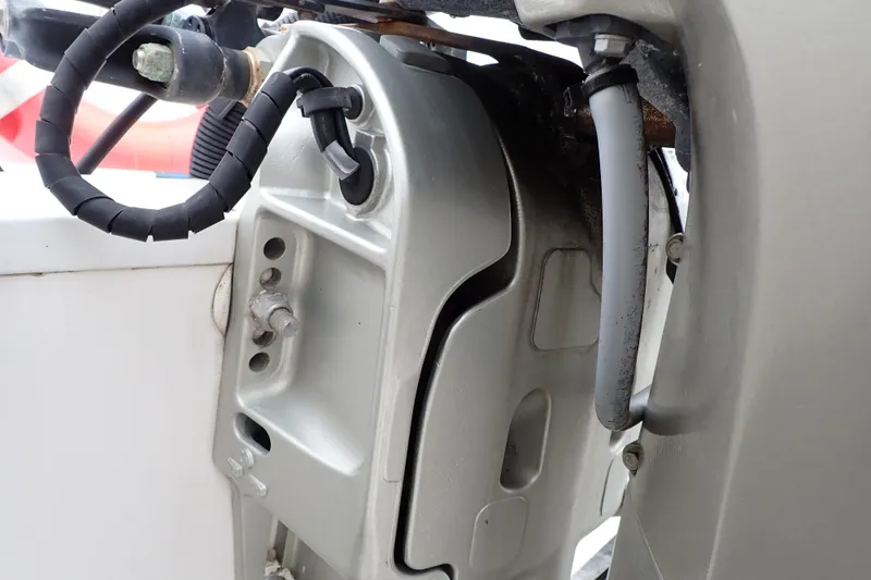 Slide: The Image of Close-up of 2002 Pro-Line 33 WA boat engine components. - 118