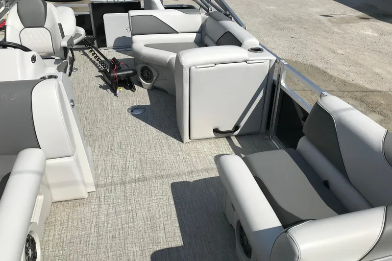 Slide: The Image of 2024 Avalon VENTURE FISH-N-CRUISE interior with plush seating and modern design. - 14