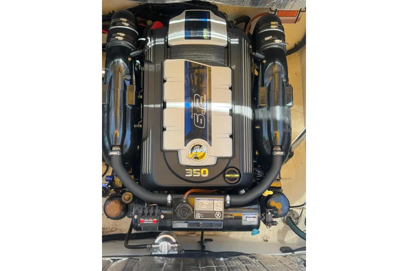 Slide: The Image of 1978 Formula engine, 350 horsepower, detailed view of marine engine components. - 5