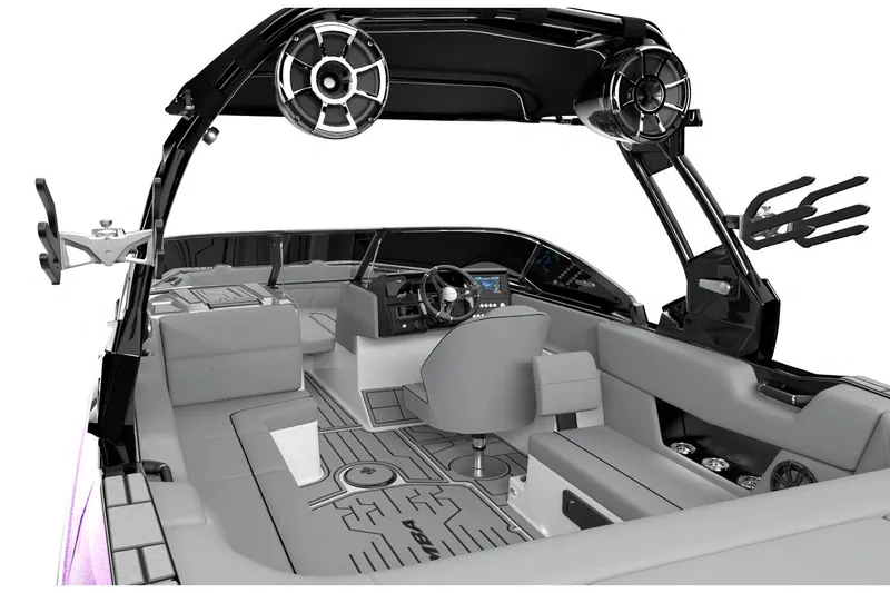 Slide: The Image of Manufacturer Provided Image: 2025 Moomba Max boat interior with sleek design, advanced controls, and premium audio system. - 16